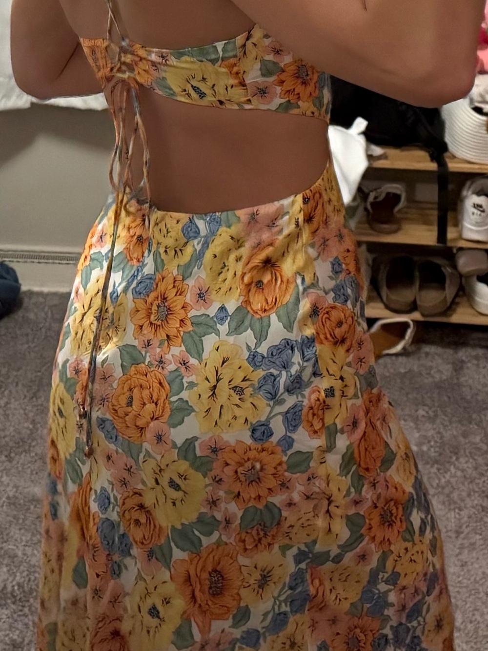 Hello Molly Yellow Floral Cutout Maxi Dress